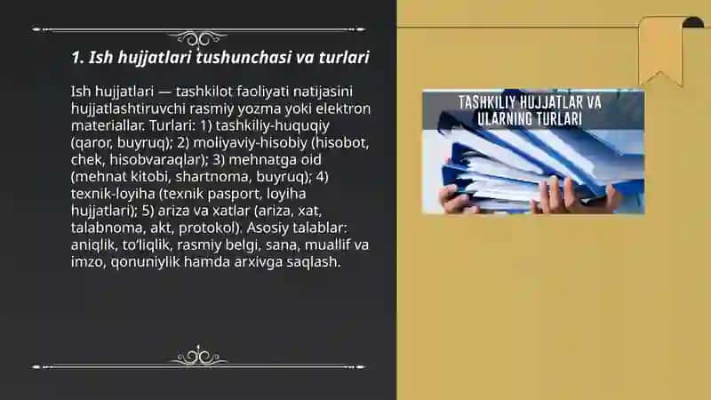 Ish hujjatlari va ularga qoʻyiladigan asosiy talablar 3