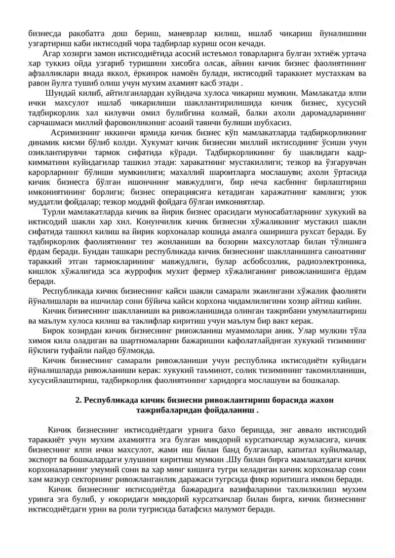 Ривожланган давлатлар иқтисодиётида кичик бизнесни ўрни 3