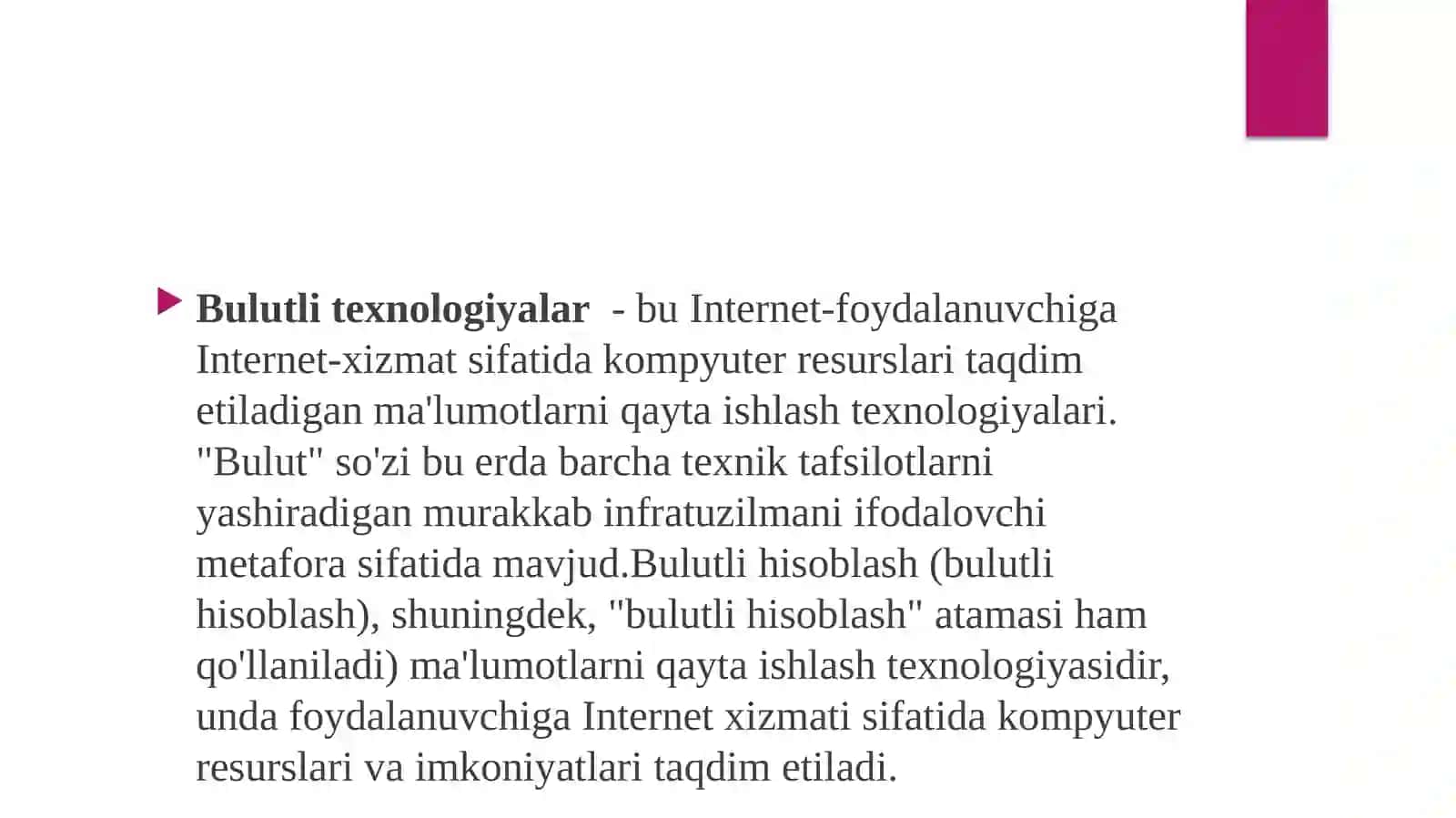 Bulutli texnologiyalar va ular bilan ishlash 3