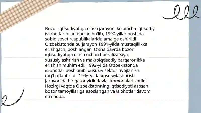 Bozor iqtisodiyotiga o'tish modellari, ularning xususiyatlari 3