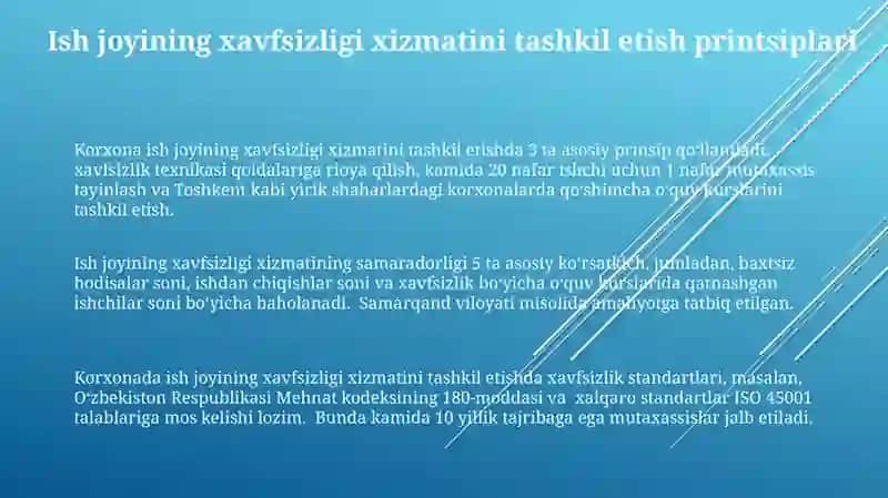 Mehnat muhofazasi hizmatini uyushtirishda korxona rahbari bosh muhandisini huquq va vazifalari 3