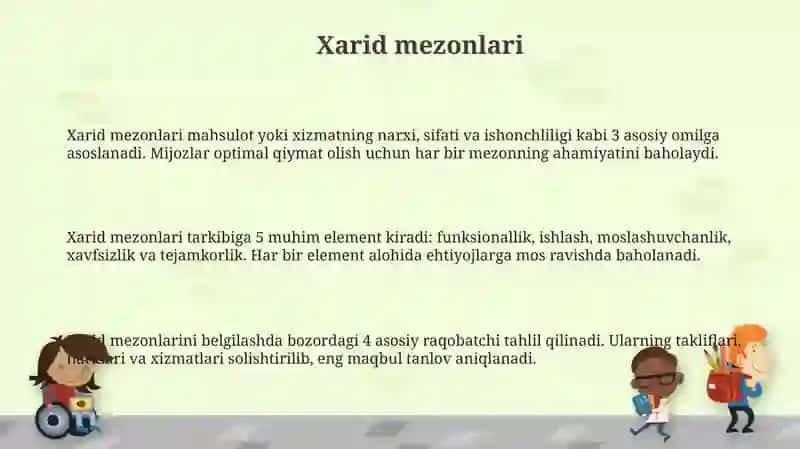 Xarid mezonlari 3