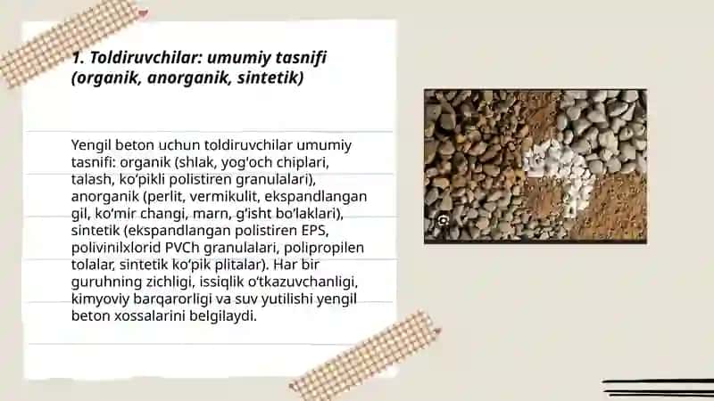 Yengil beton olishda ishlatiladigon toldiruvchilar 3