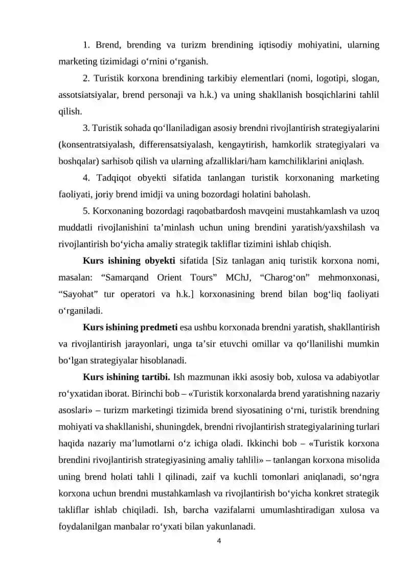 Turistik korxona uchun brend yaratish va rivojlantirish strategiyasi 3