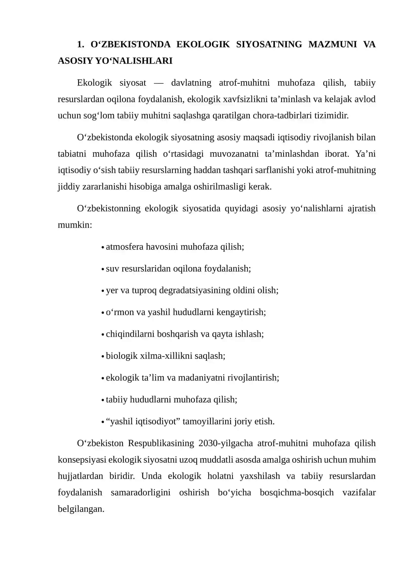 O‘ZBEKISTONNING EKOLOGIK VA IQLIM SIYOSATI 3