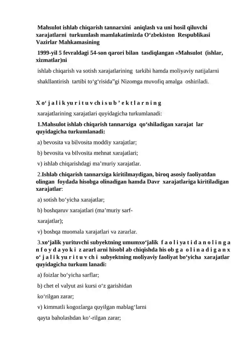 Xarajat va smeta qilish usullari ularning ahamiyati 3