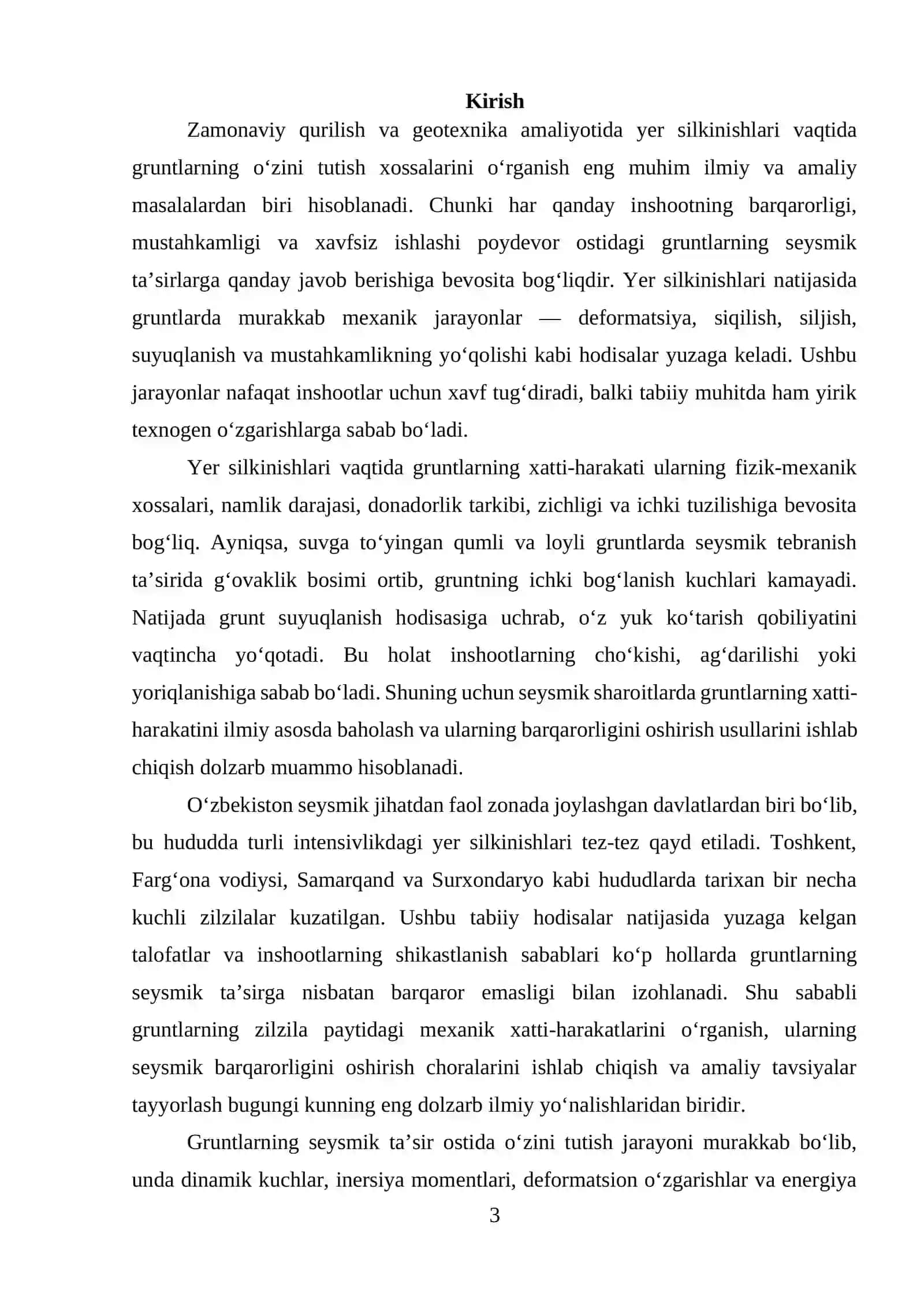 Yer silkinishlari va ularning gruntlarga ta’siri nazariy asoslari 3