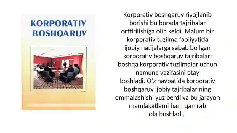 Korporativ boshqaruvning zamonaviy uslublari va modellari 3