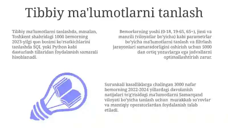 Tibbiy Ma'lumotlar Jadvallarini Tanlash 3