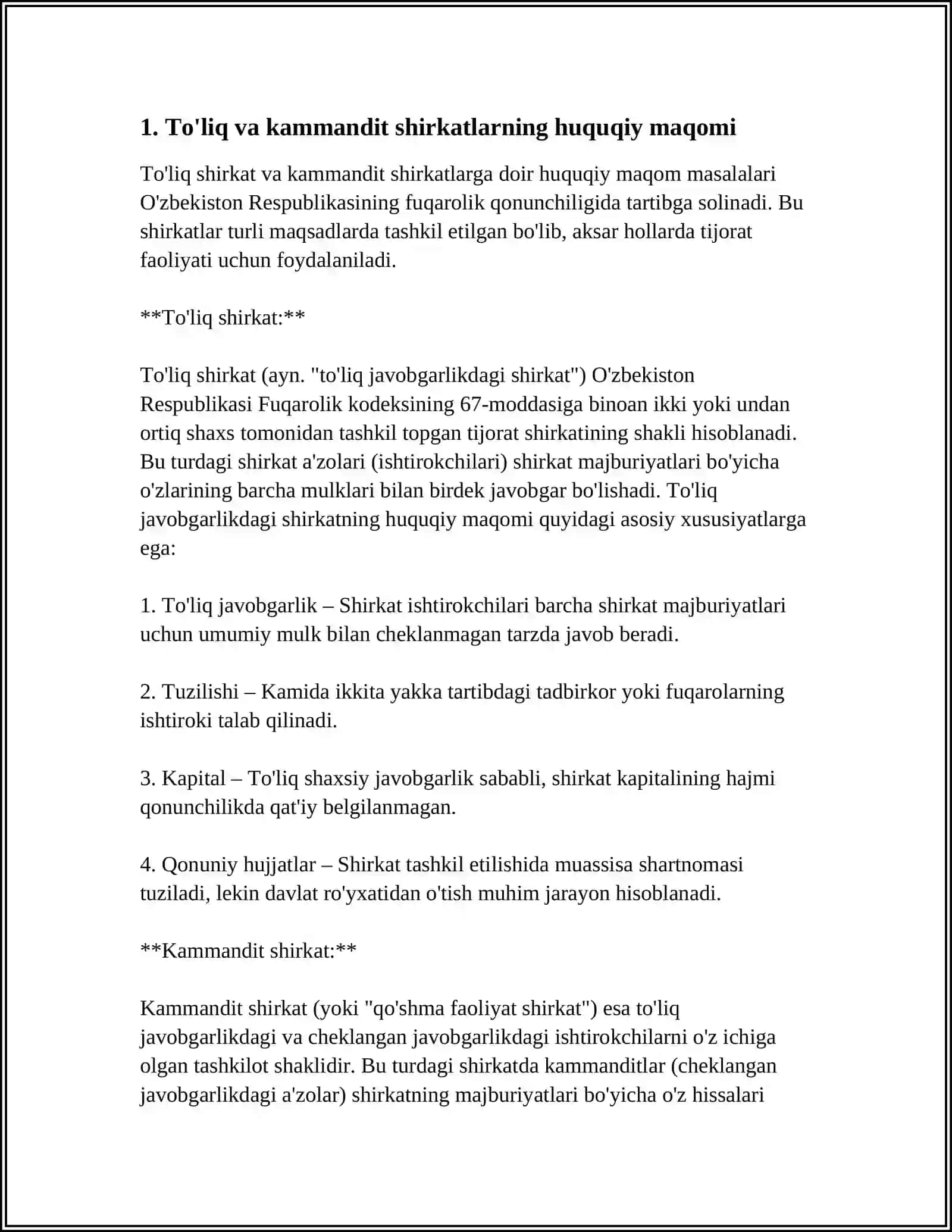 To'liq va kammandit shirkatlar 3