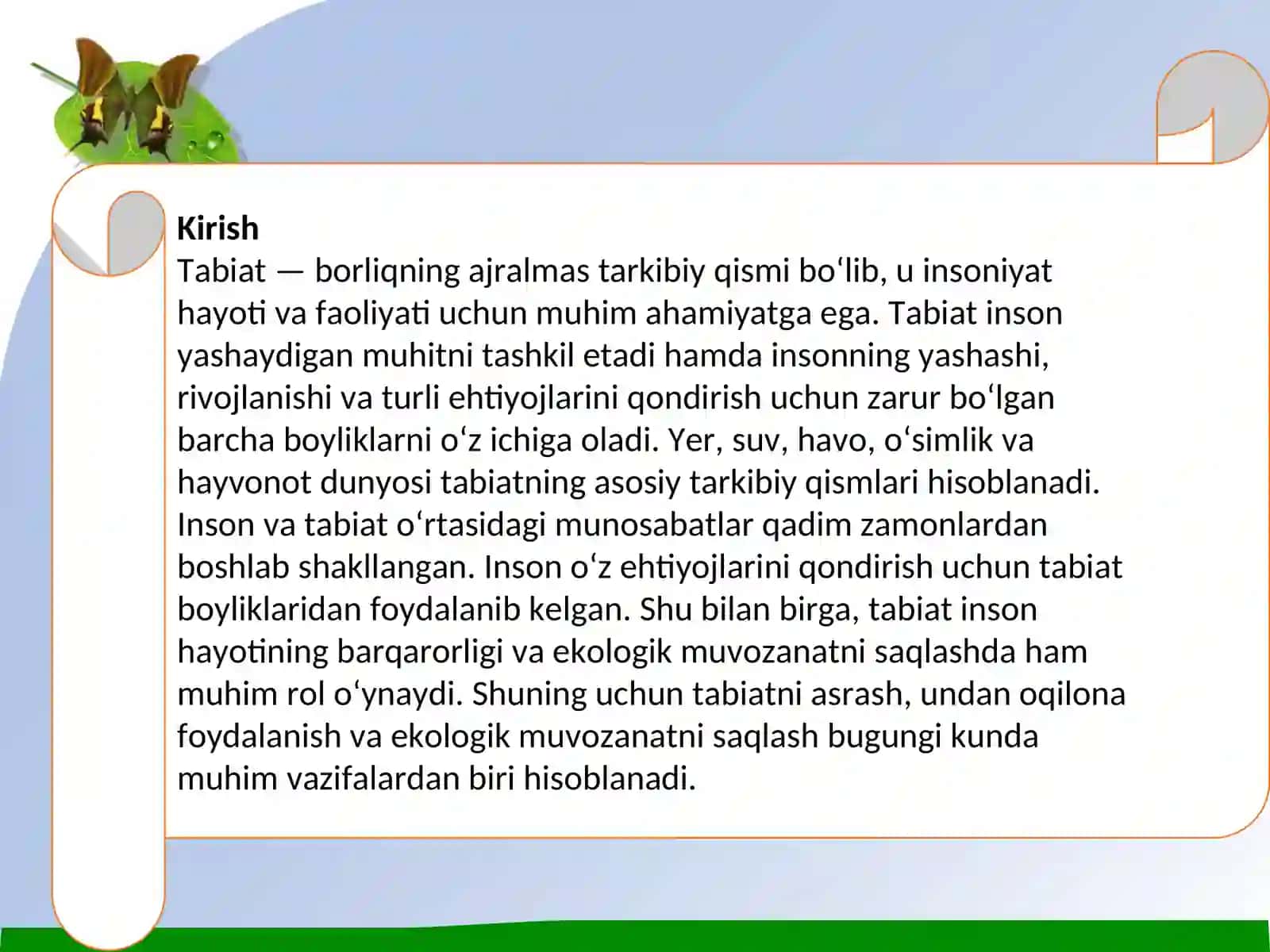 Tabiat — borliqning tarkibiy qismi 3