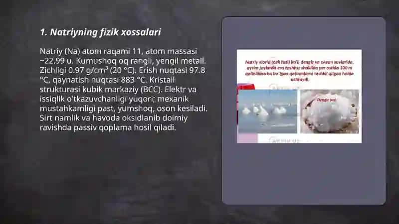 Natriy va kaliyning xossalari va eng muhim birikmalari. Soda ishlab chiqarish 3
