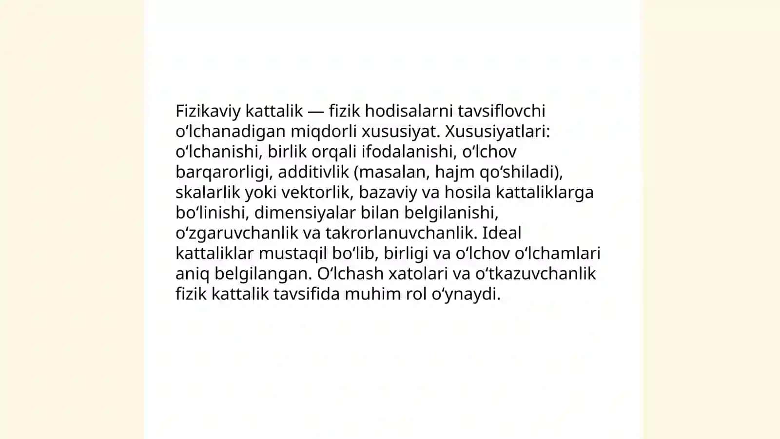Fizikaviy kattaliklar va oʻlchash ob'ekti.Oʻlchash turlari 3
