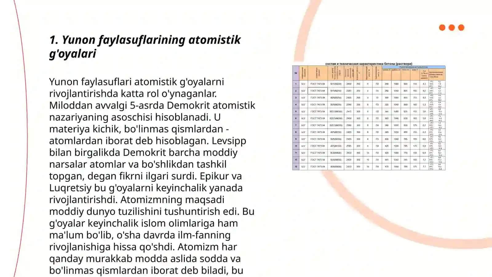 Yunon faylasuflarining atom va element toğrisidagi tushunchalarni hozirgi zamon ma'lumotlari bilan taqqoslash 3