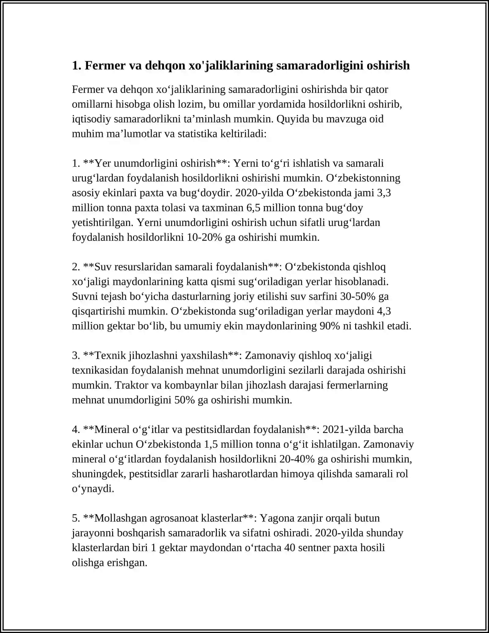 FERMER VA DEHQON XÓJALIKLARI RIVOJLANISHI VAZIFALARI VA ISTIQBOLLARI 3