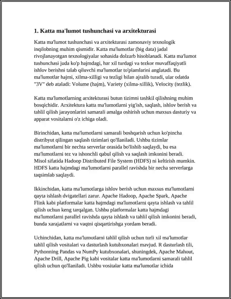 KATTA MA'LUMOTLARNI QAYTA ISHLASH TEXNOLOGIYALARI 3