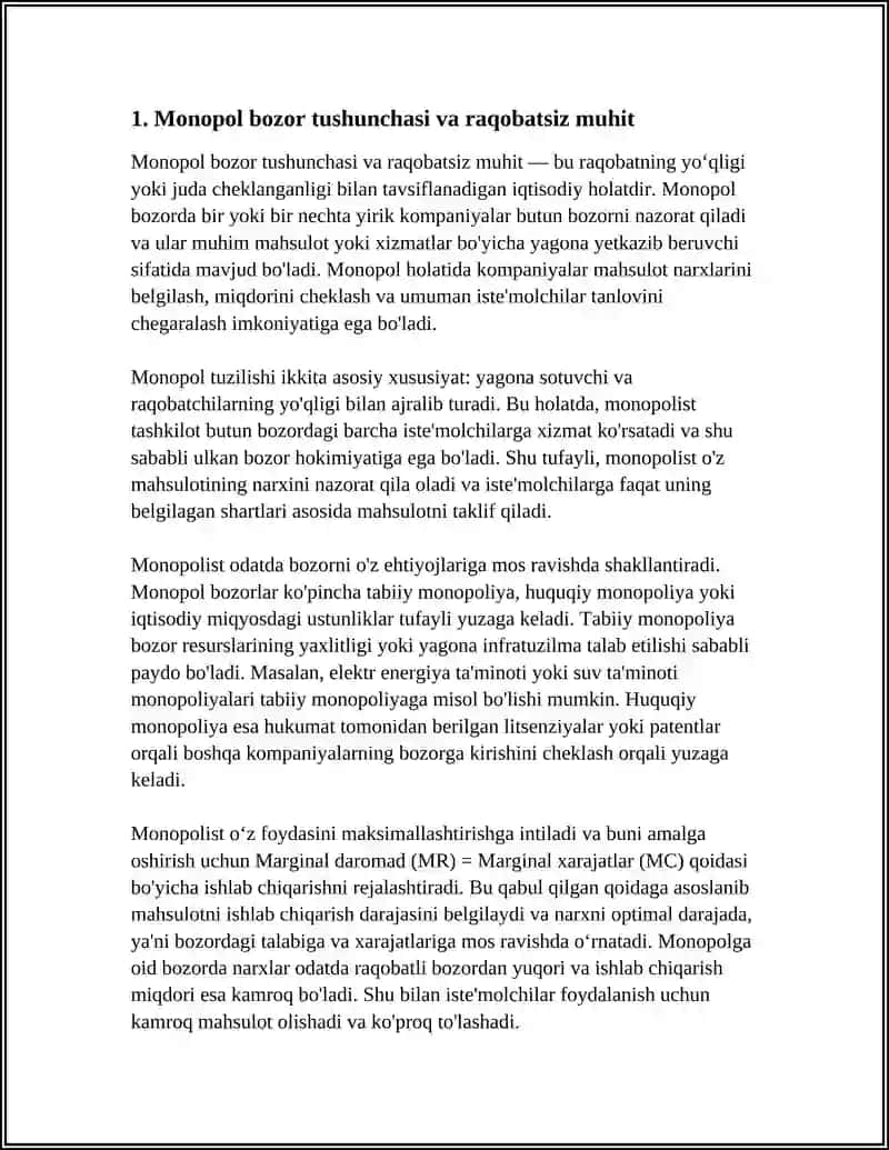 RAQOBATLASHMAGAN BOZOR SHAROITIDA MONOPOL NARX BELGILASH VA BOZOR HOKIMYATI 3