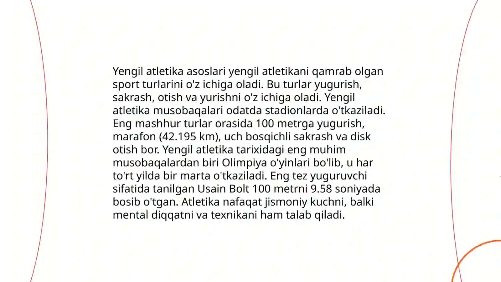 Yengil atletika. Pastki start texnikasi va maxsus yugurish mashqlari 60 m masofaga 3