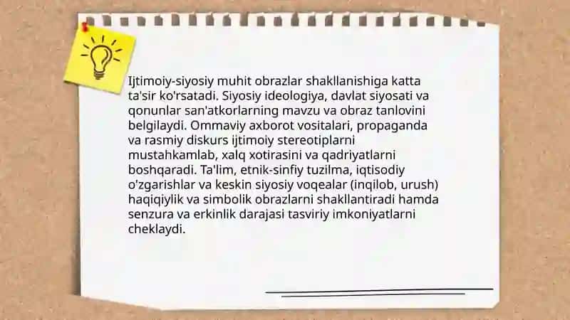 Obrazlar shakllanishiga ta sir etuvchi omillar 3