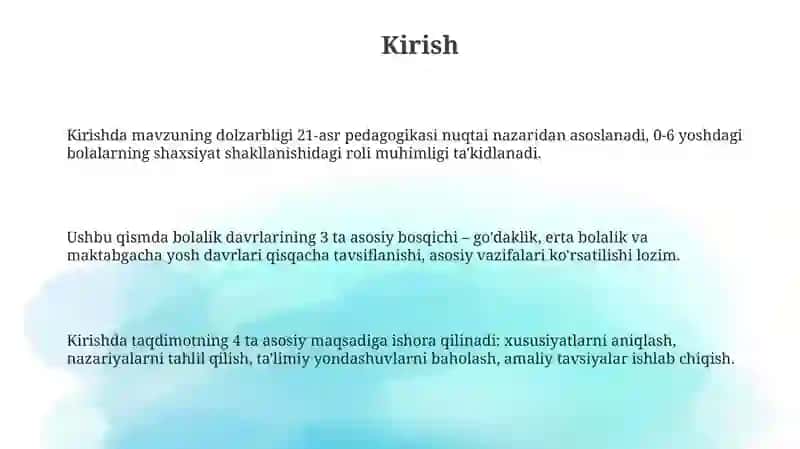 Ilk va maktabgacha talim davrining o'ziga xos xususiyatlari 3