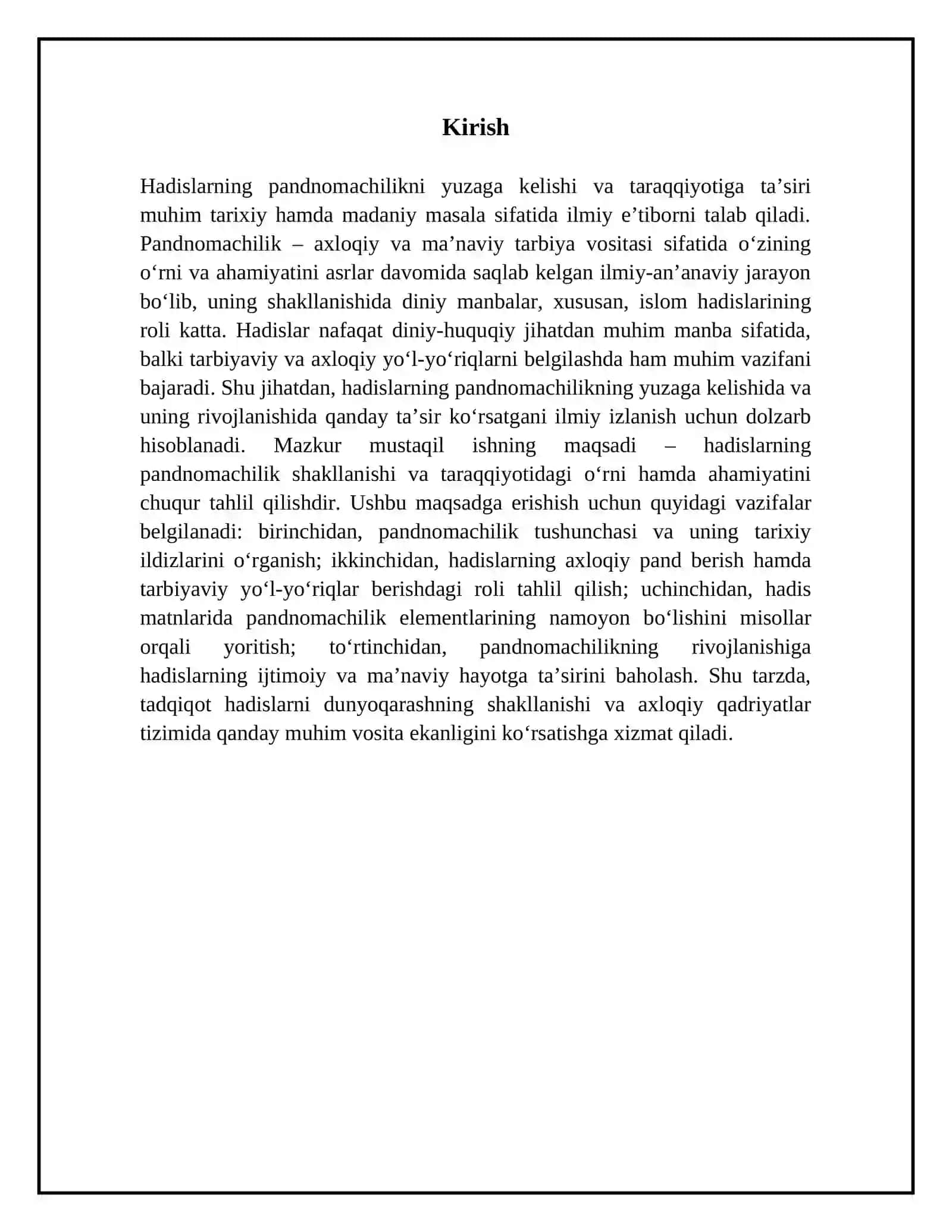 Hadislarning pandnomachilikni yuzaga kelishi va taraqqiyotiga ta’siri 3