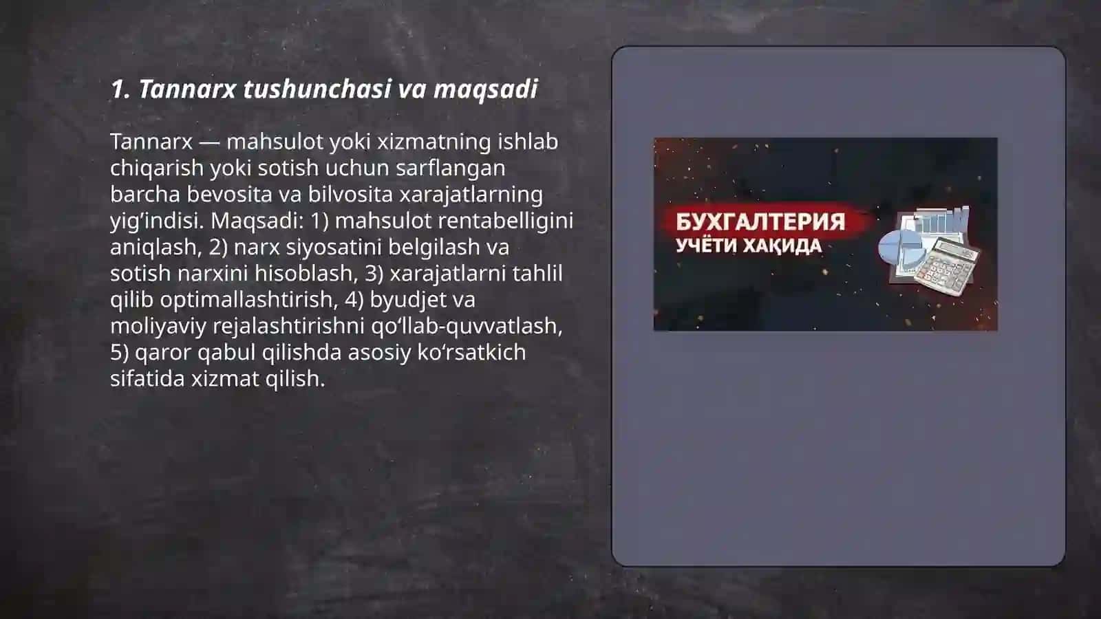 Tannarx harajat hisobi 3