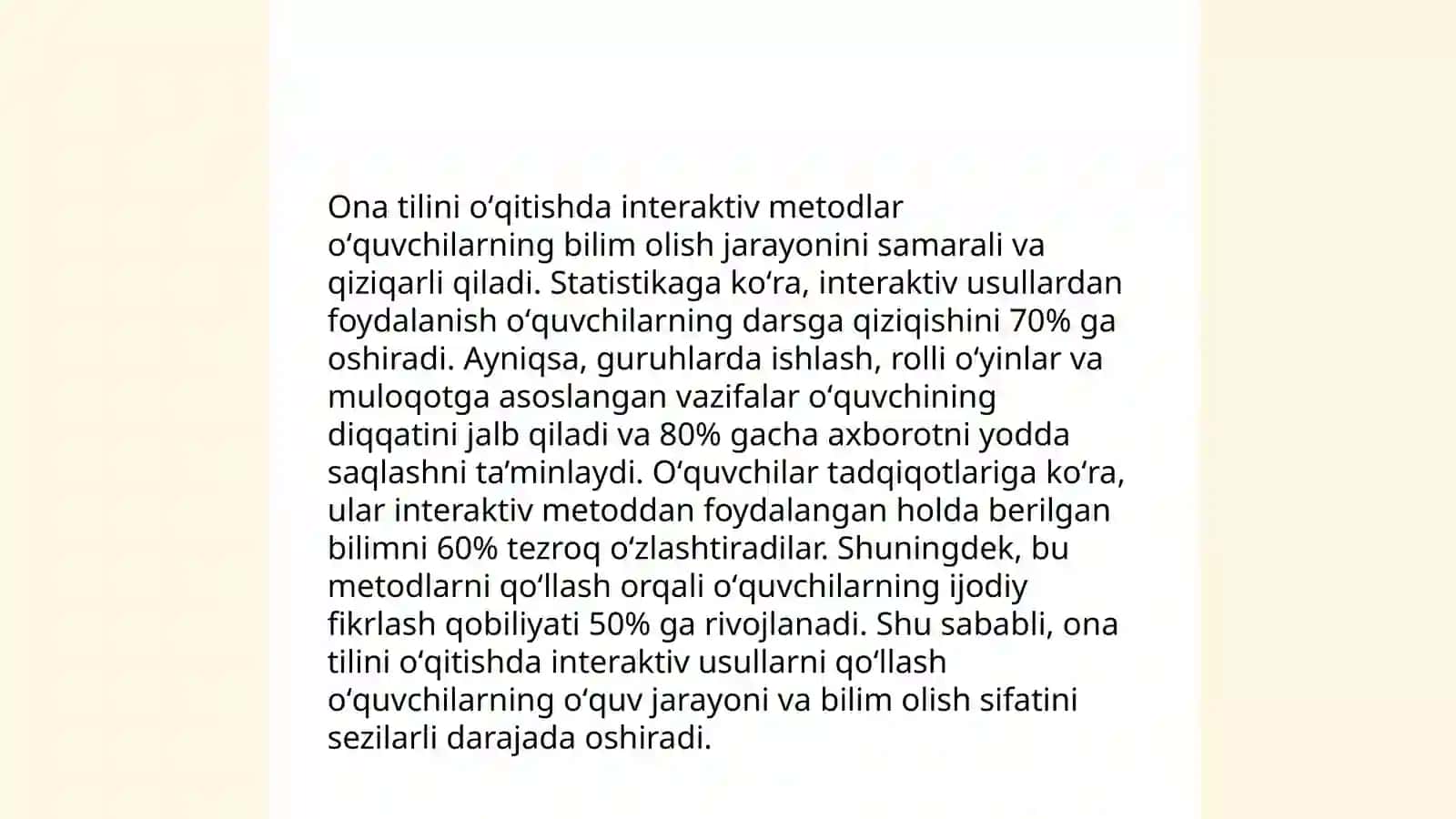 Ona tilini oʻqitish metodikasi fani boʻyicha adabiyotlarni oʻrganish, tahlil qilish 3