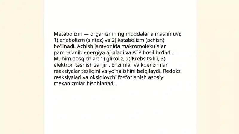 Metabalizm-achish jarayoni 3