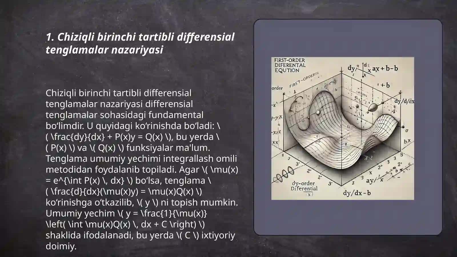Chiziqli birinchi tartibli differensila tenglamalar 3