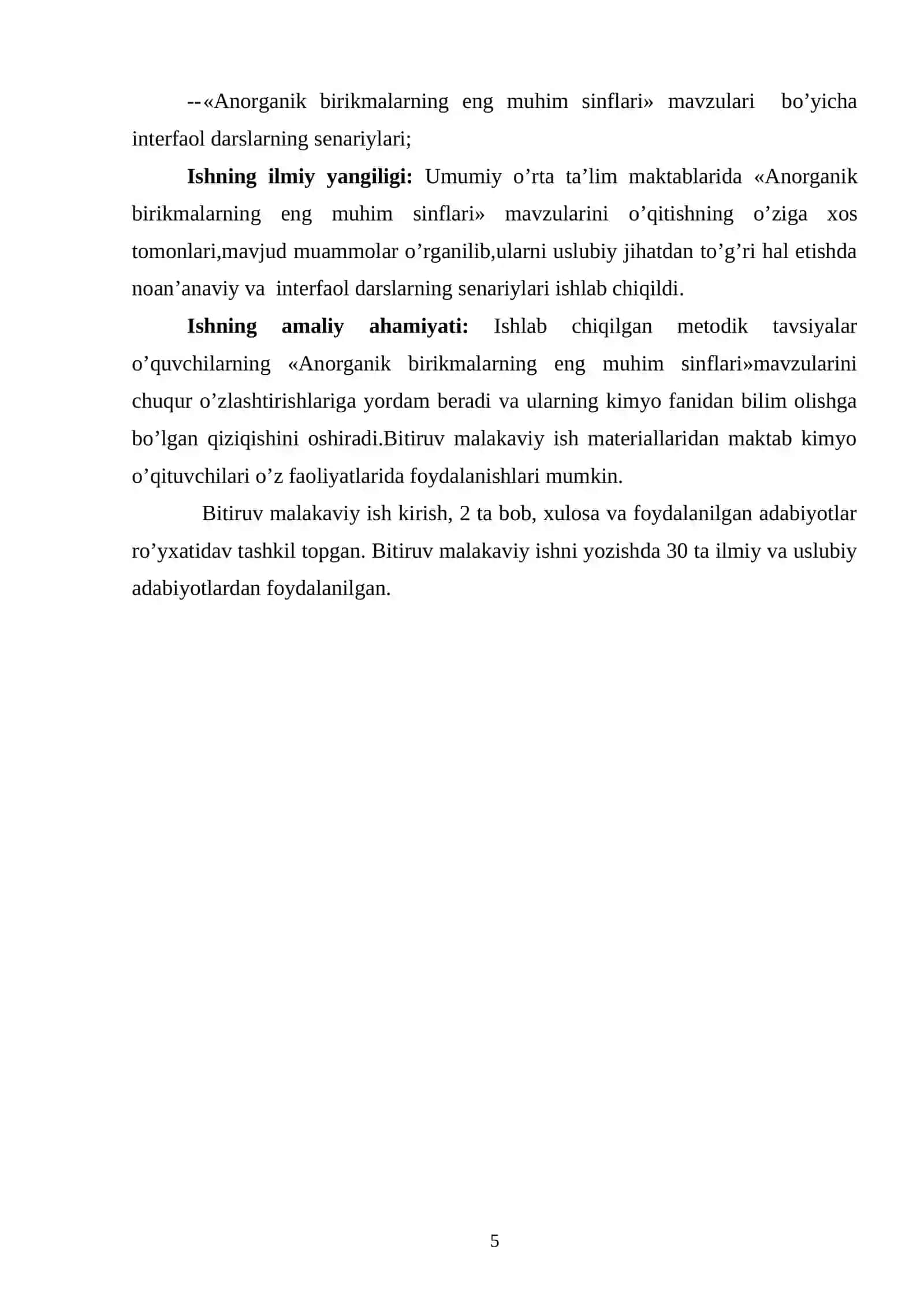 Maktab kimyo kursida noorganik birikmalarning asosiy sinflarini o’qitish metodikasi 3
