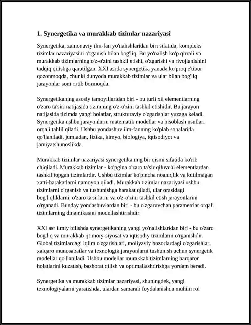 XXI ASRDA ILMIY BILISHNING YANGI YO'NALISHLARI (SINERGETIKA, KIBERNETIKA, SUN'IY INTELLEKT VA BOSHQALAR) 3