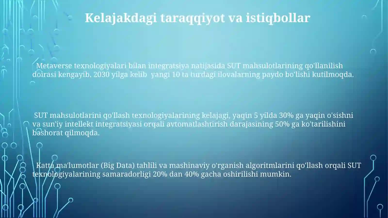 SUT Maxsulotlarini Ishlatilishi Texnologiyasi 3