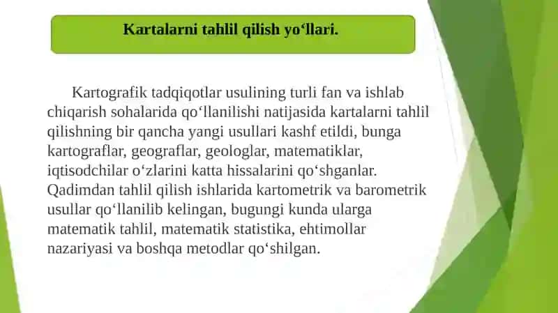 Kartalar ustida amaliy masalalar yechish 3