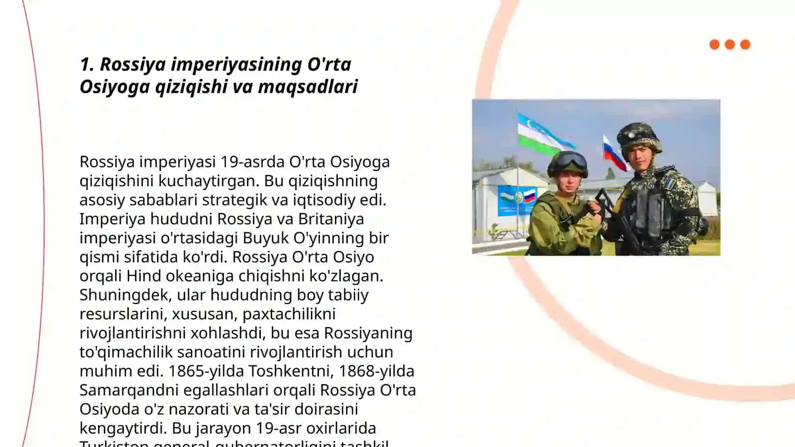 Rossiya imperiyasining O'rta Osiyoga harbiy yurishlari 3