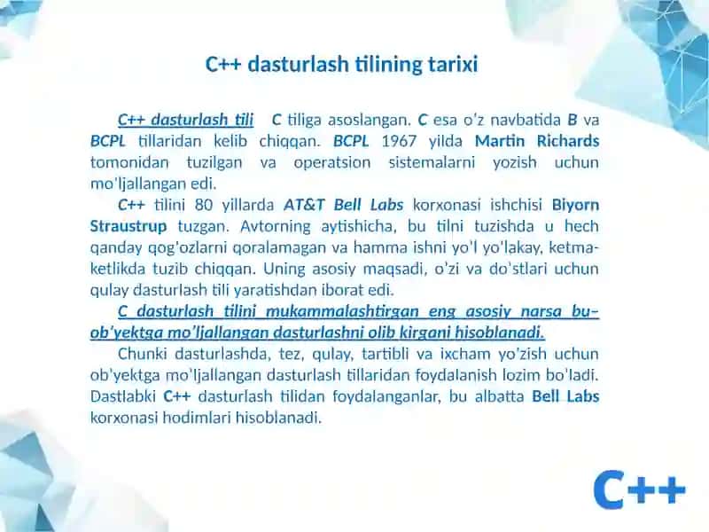 C++dasturlashtiliningasosiy tushunchalari va strukturasi 3