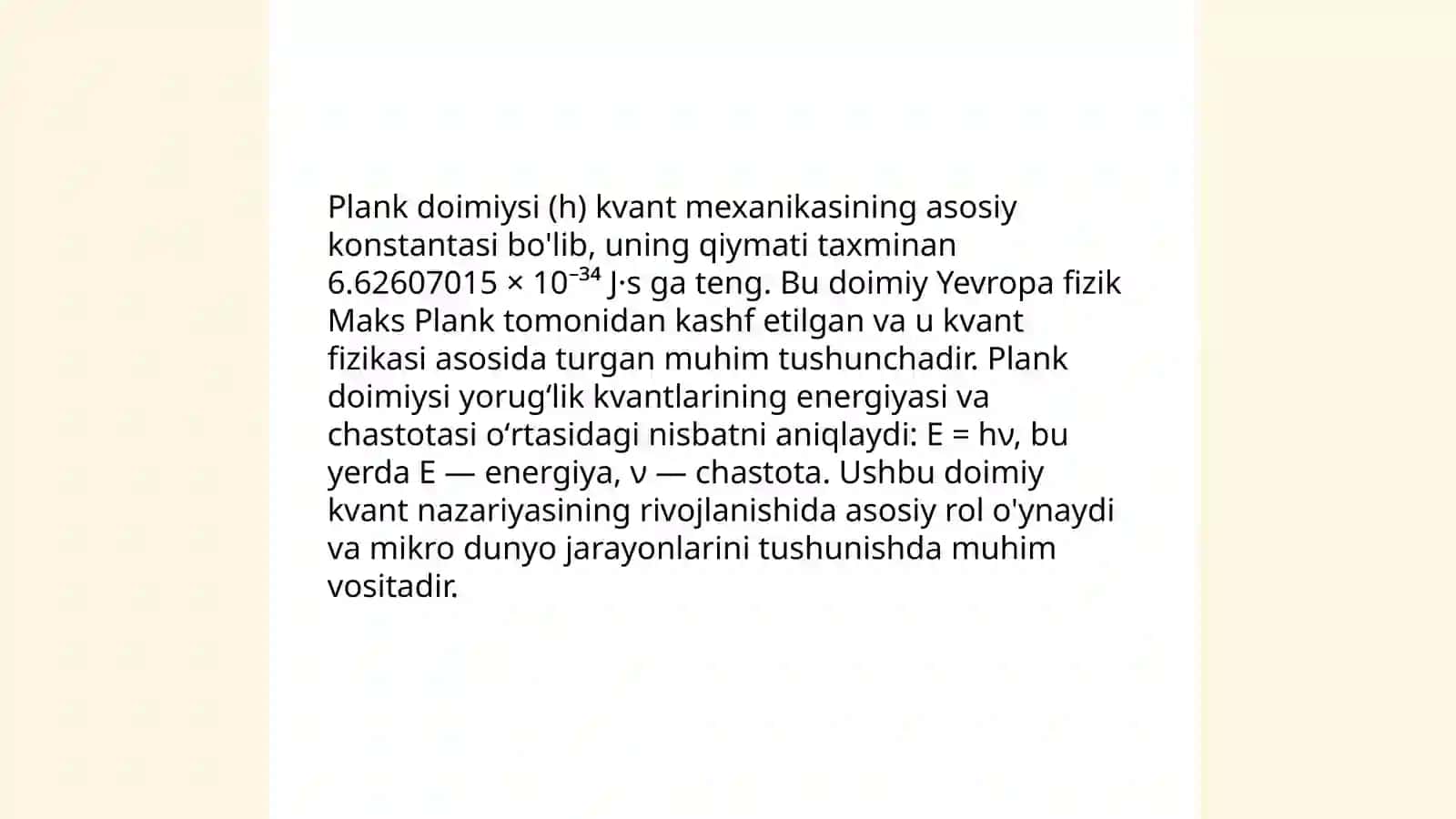 Plank doimiyligi va noaniqlik ifodasi 3