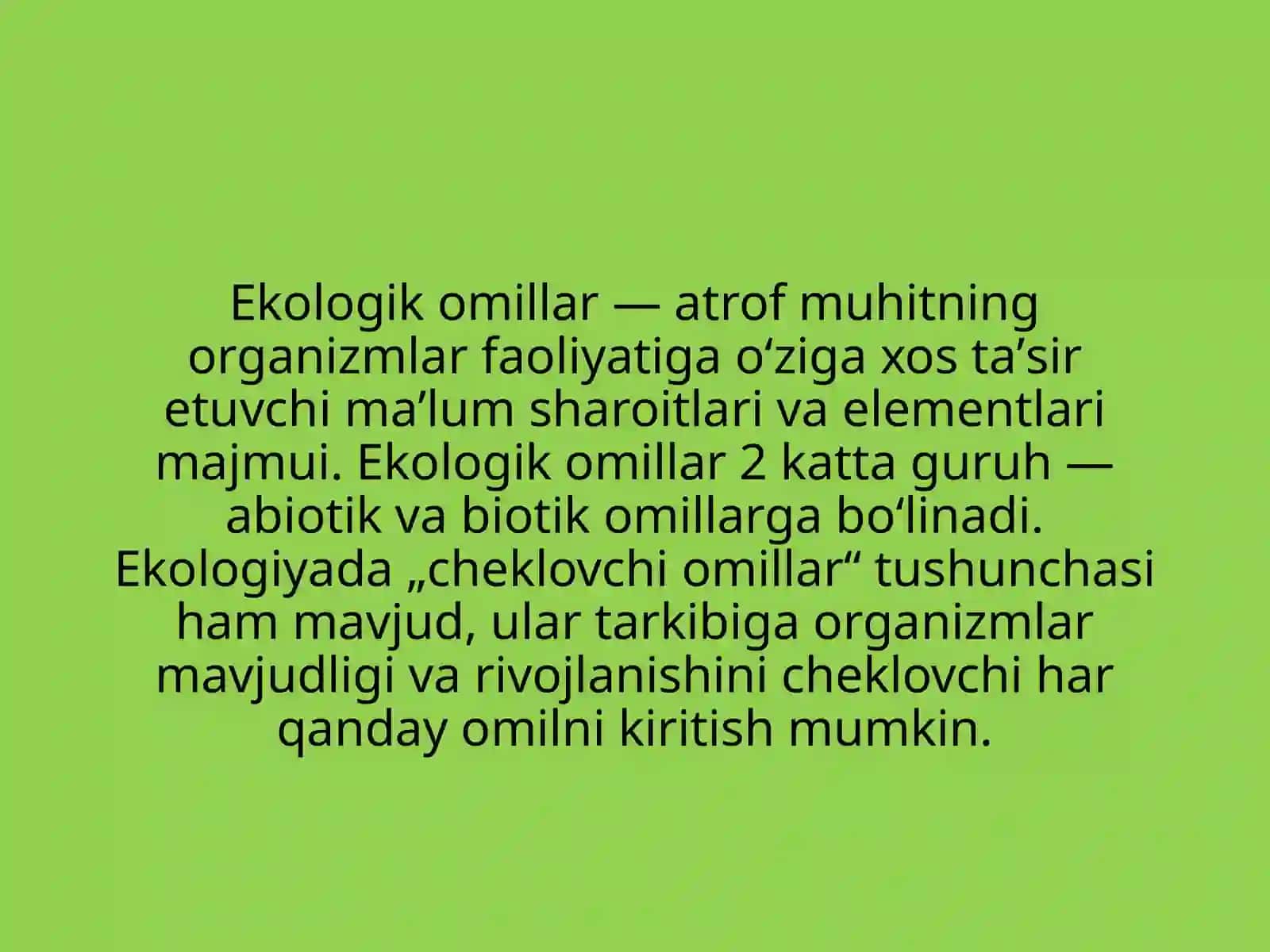 Ôsimliklarniyashashmuhiti MuhitvaMoslashishtushunchalariEkologikomilarvaularniorganizimlargatasiri 3