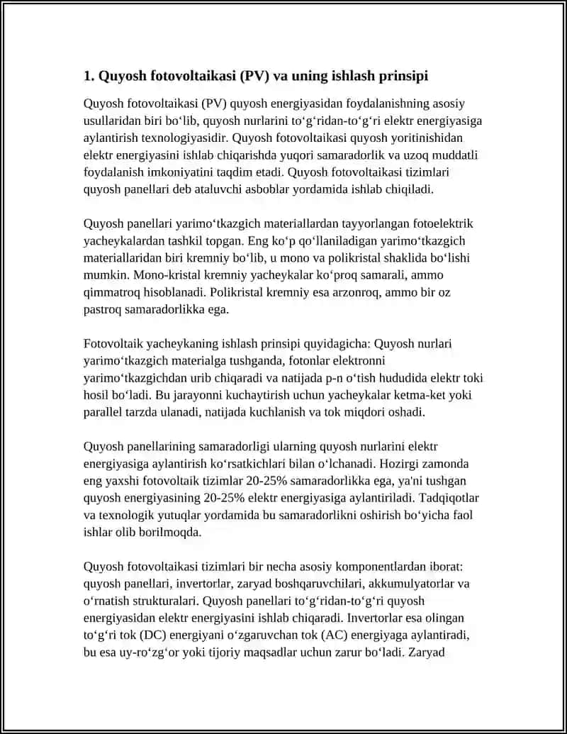 Quyosh Fotovoltaikasi (PV) 3