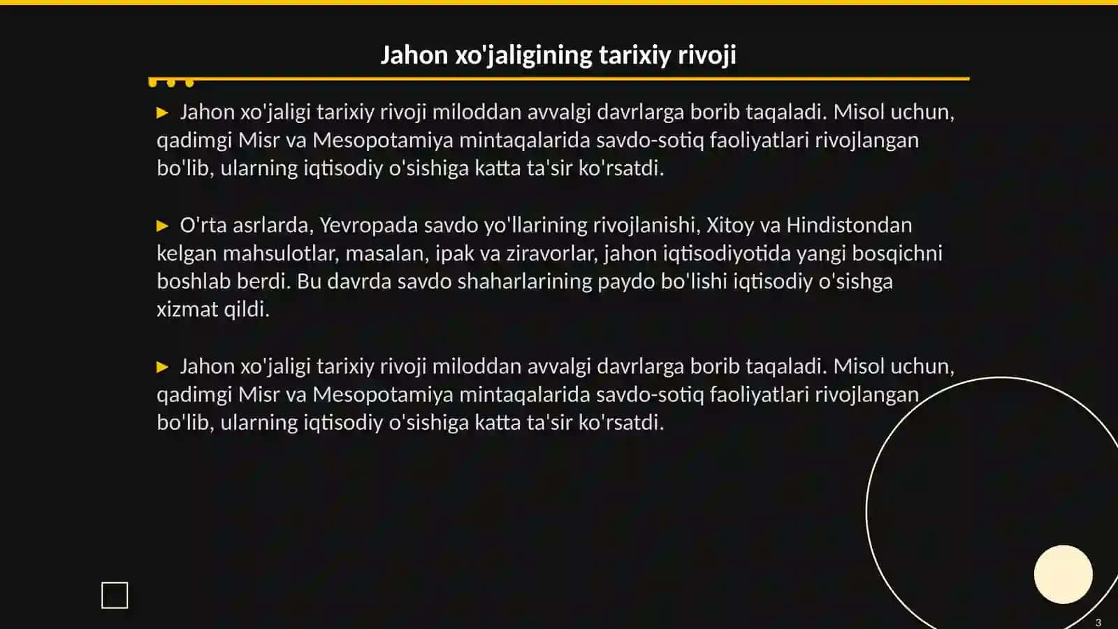 Jahon xo'jaligi va uning evolyutsiyasi 3