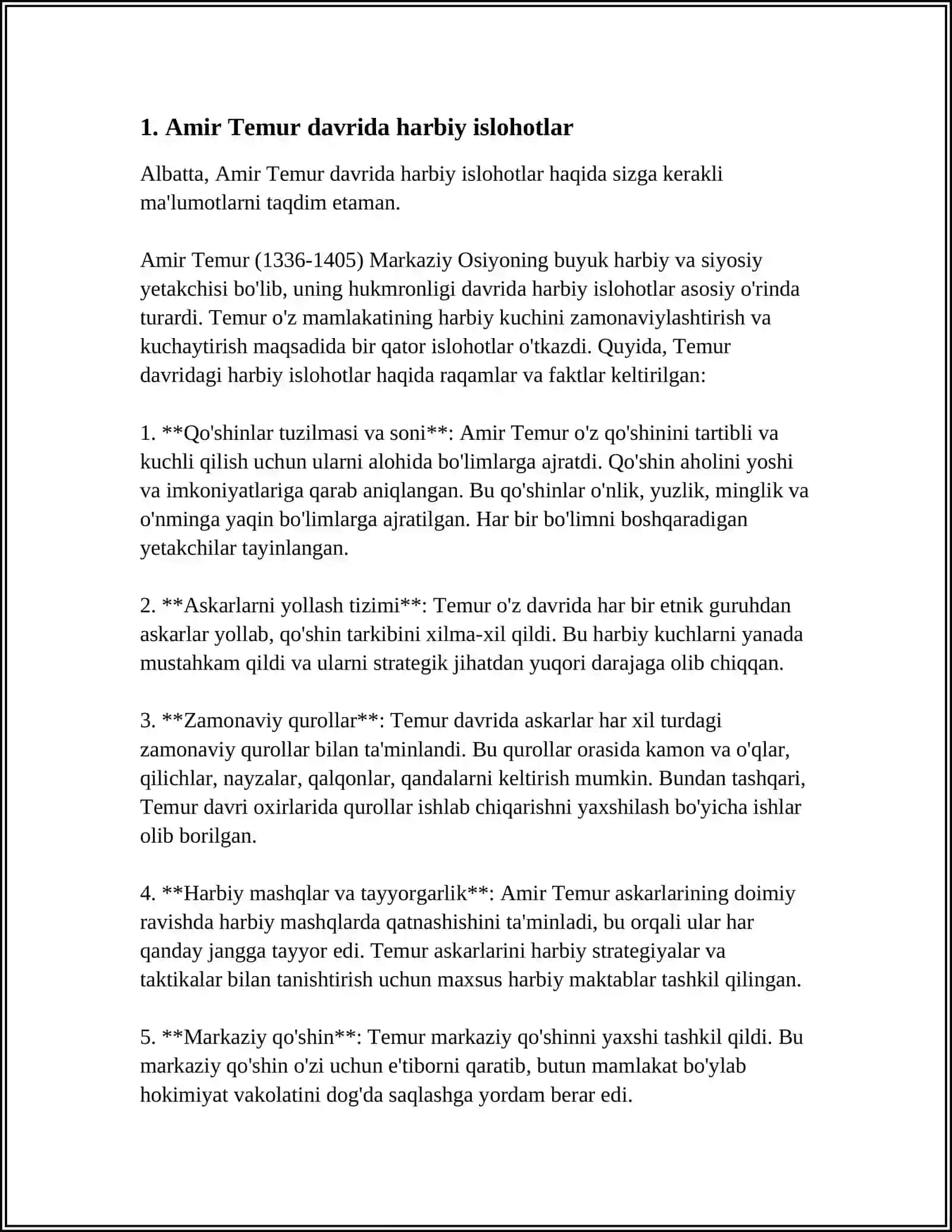 AMIR TEMUR VA TEMURIYLAR DAVRIDA HARBIY BOSHQARUV TARTIBLARI 3