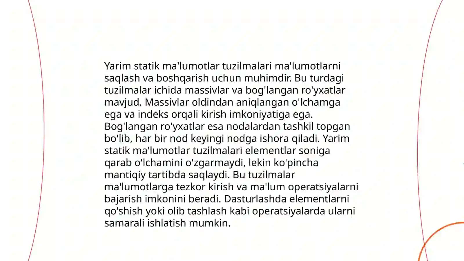 Yarim statikalik ma’lumotlar strukturasi 3