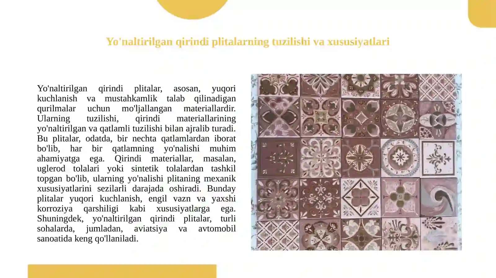 Yo'naltirilgan qirindi plitalardan devorbop materiallar 3