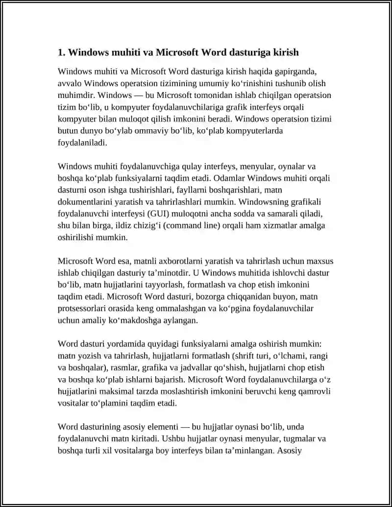 WINDOWS TIZIMI MUHITIDA MATNLI AXBOROTLARNI YARATISH VA TAHRIRLASH 3