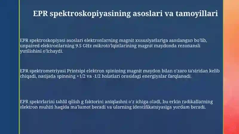 EPR spektroskopiyaning kimyoda qoʻlanilishi 3