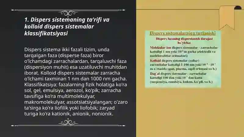 Dispers sistemalar.Kolloid dispers sistemalarning molekulyar kinetik xossalari 3