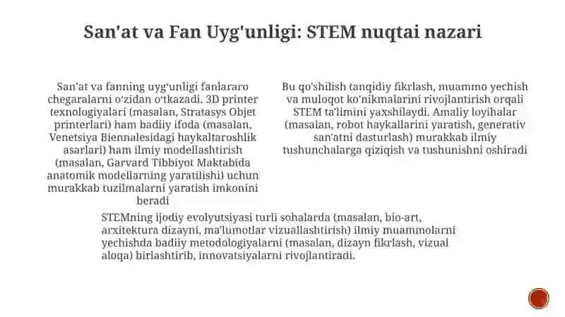 San'at va Fan Uyg'unligi: STEM nuqtai nazari 3