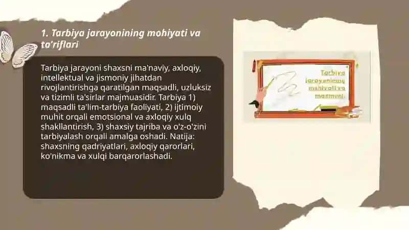Tarbiya jarayonining mohiyati va taʼriflari 3