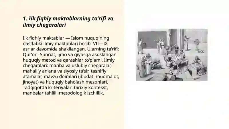 Ilk fiqhiy maktablarning shakllanish tarixi va tasnifi 3