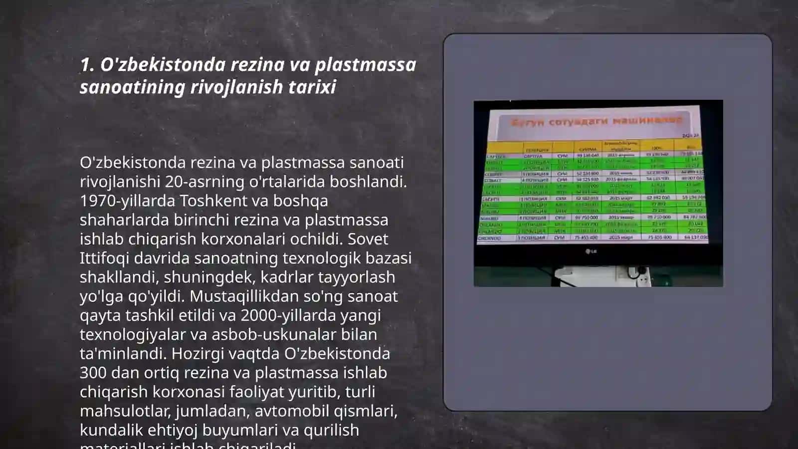 Ozbekistonda rezina va plastmassa buyumlar ishlab chiqarishni rivojlantirish va asosiy korsatkichlar tahlili 3