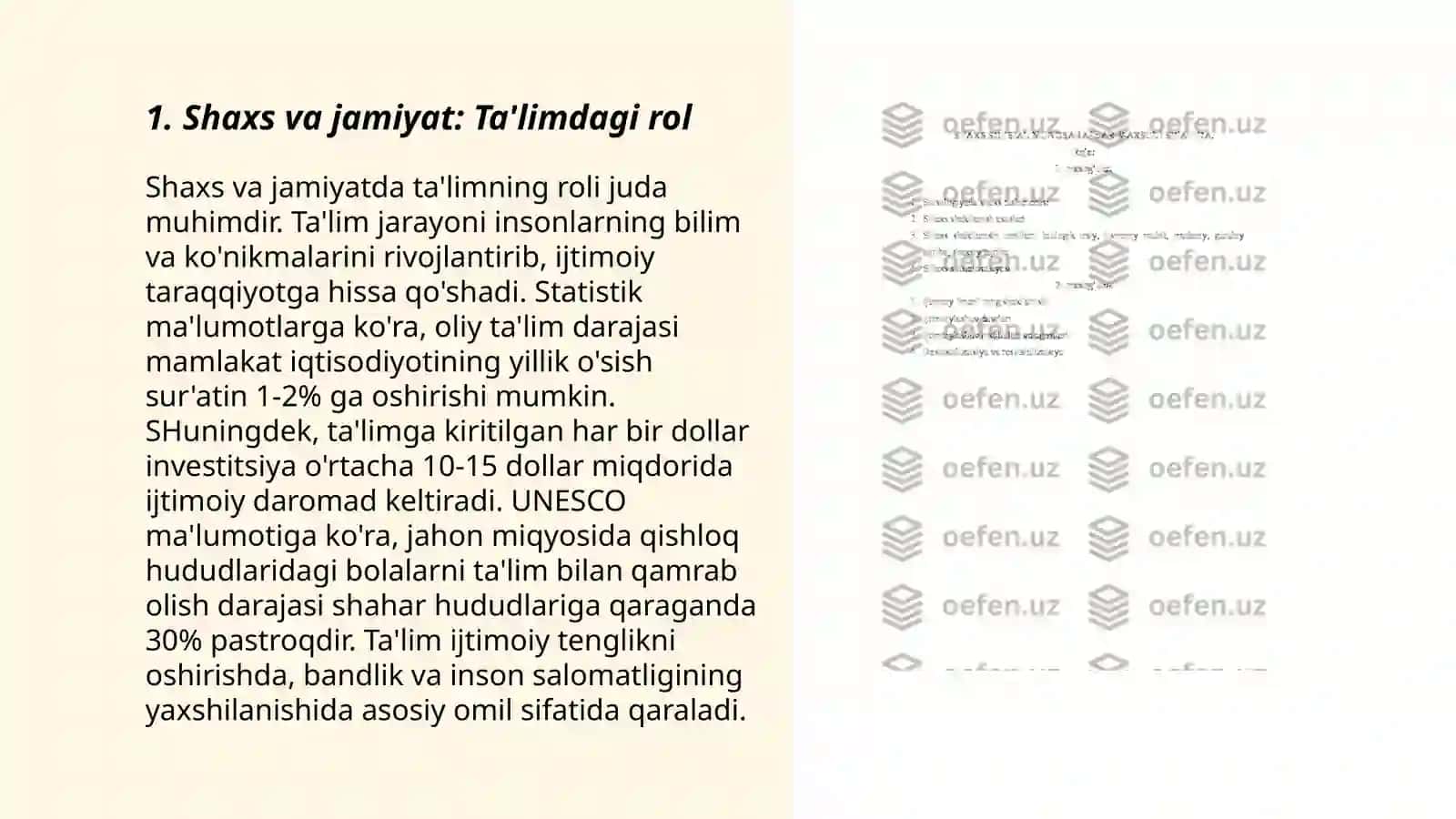 Shaxs ta'lim obyekti va subyekti sifatida uning shakllanish va rivojlanish omillari 3